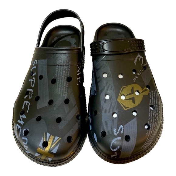 Slip-On Clogs Black Print Mules Slide Sandals Gothic Gorpcore casual Men… - Picture 1 of 6